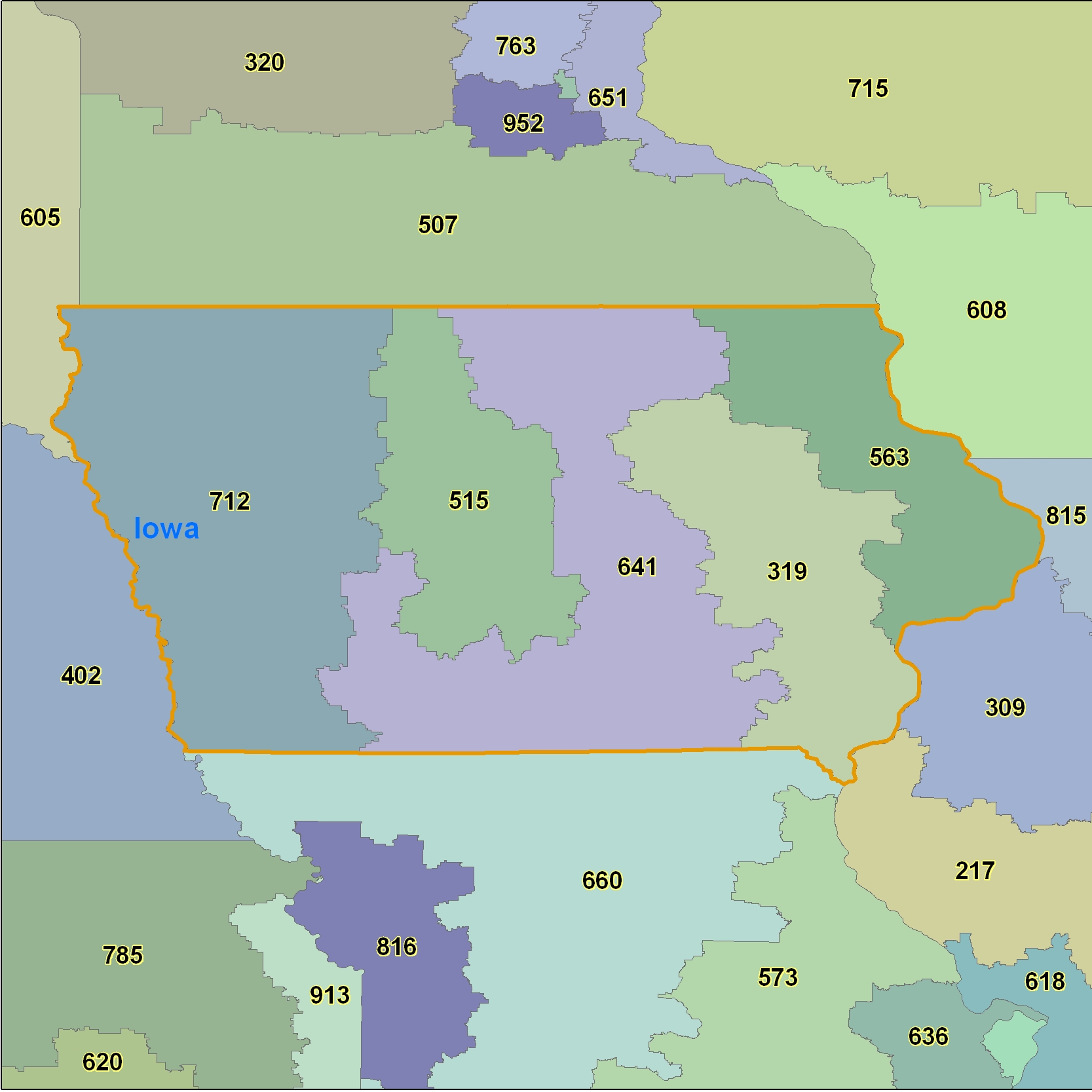 Iowa Area Code Maps
