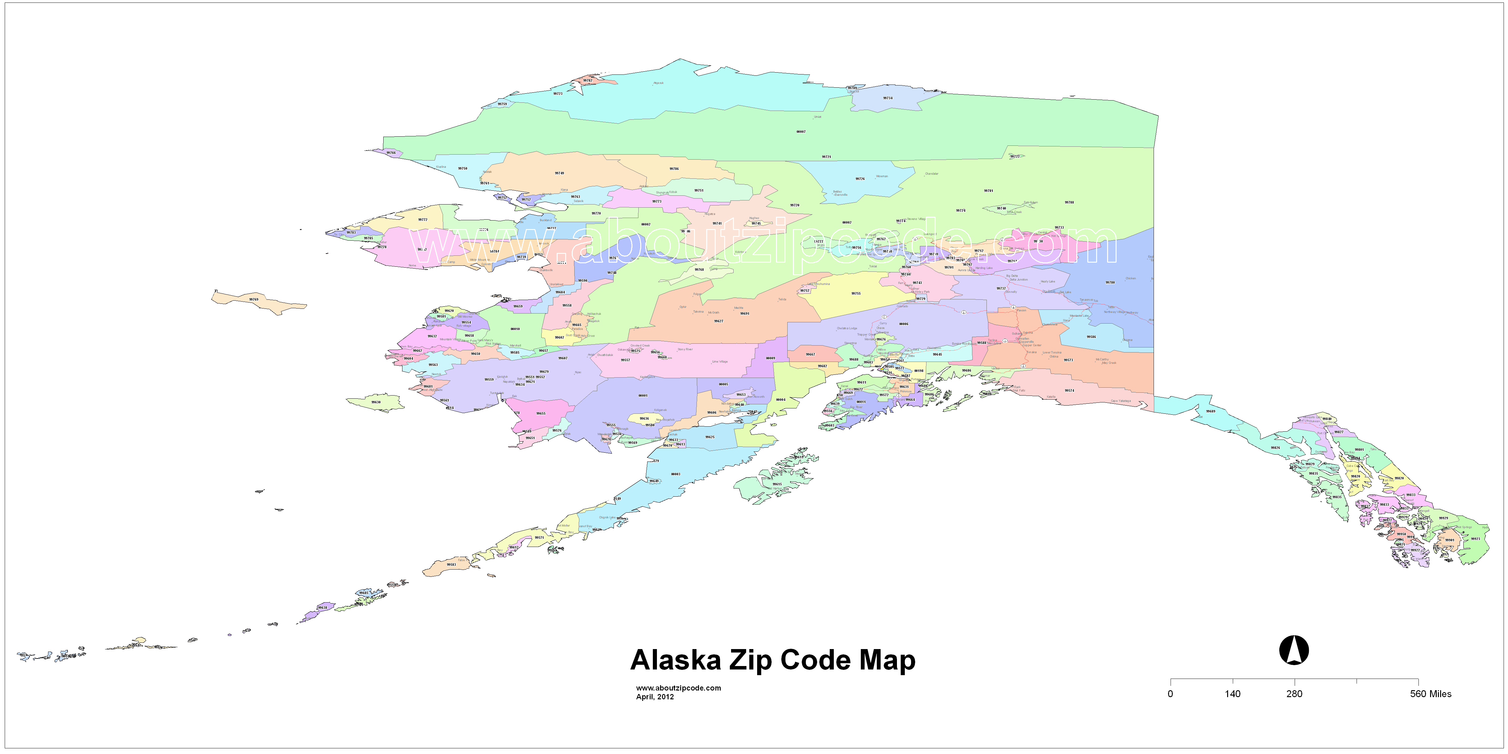 Alaska zip code map