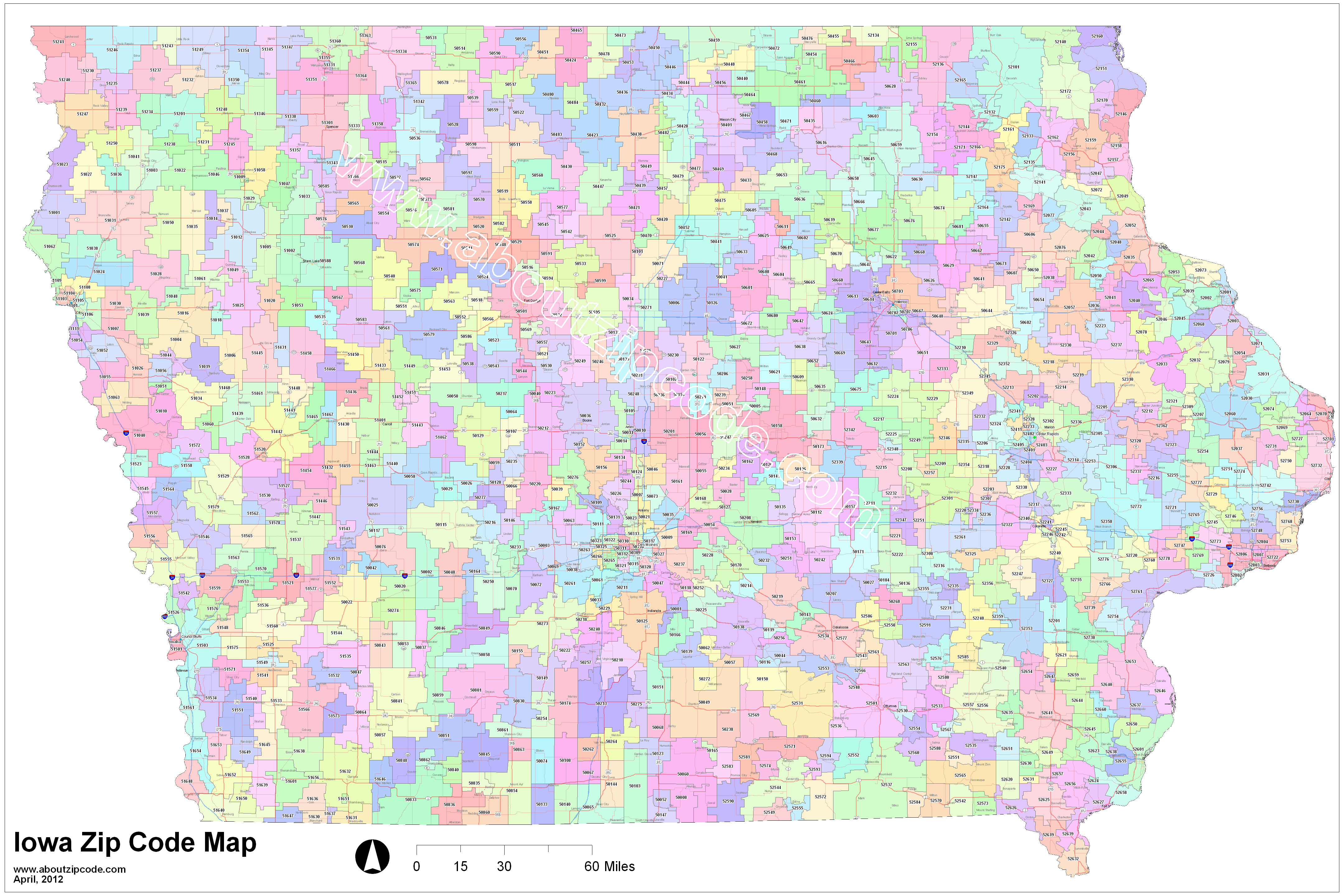 Iowa Zip Code Map Free - United States Map